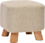 GE&YOBBY Round Ottoman Fabric, Creative Solid Wood Footstool, Padded Footrest with Removable Cover, Beige, 27 x 27 x 28.5 cm (11 x 11 x 12 Inches)