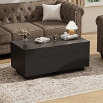 BonVache kohvilaud, k&otilde;rvallaud, diivanilaud, elutoa laud puidust koos panipaigaga, kohvilaud, kohvilaud varjatud sahtlitega, kohvilaud, diivanilaud elutuppa, 90 x 50 x 42 cm, must