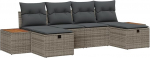 Rantry 6-teiliges Garten Sofa Set mit Kissen Grau Poly Rattan Gartenlounge Model3359651