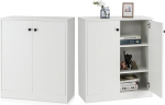 KOMFOTTEU Sideboard mit 2 T&uuml;ren, Buffet Anrichte mit Kippschutz, Kommode Beistellschrank f&uuml;r Wohnzimmer, Esszimmer, Schlafzimmer, Eingangsbereich, 72 x 34 x 85,5 cm (Wei&szlig;)