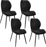 FRUOGO s&ouml;&ouml;gitoa toolid, komplekt 4, kaasaegsed s&ouml;&ouml;gitoa toolid, k&ouml;&ouml;gitoolid, linane k&auml;snpadi, metallist jalad ja teemantmustriga, polsterdatud, mustad