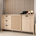 Forte JYTANA k&uuml;ljepaneel 17&szlig; 180, skandinaavia k&uuml;ljepaneel 3 sahtli ja 2 kapiuksega, komposiitpuit, Riva tammepuidust dekoor, 174,8 cm lai x 91,5 cm k&otilde;rge x 40,2 cm s&uuml;gavus