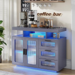 FREDEES RGB k&ouml;&ouml;gikapp koos laadimisjaama ja LED-valgustusega, k&ouml;&ouml;gi- ja s&ouml;&ouml;gitoa buffetkapp koos hoiuruumiga, hall