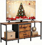 YITAHOME TV-kapp kuni 47-tollise teleri jaoks, TV-laud, meediakapp 2 riidest sahtliga ja 2 hoiukambriga, 110 x 30 x 50 cm, terasraamiga, TV Lowboard elutuppa ja magamistuppa