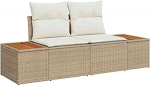 Rantry 8-teiliges Garten Sofa Set mit Kissen Beige Poly Rattan Gartenlounge Model3360086