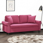 Mengtu 2-Sitzer-Sofa mit Zierkissen Diivan Couch Loungesofa Polstersofa Relaxsofa Dopplesofa G&auml;stesofa Loveseat Sofas f&uuml;rs Wohnzimmer Schlafzimmer G&auml;stezimmer Weinrot 140 cm Samt
