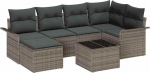 Rantry 6-teiliges Garten-Sofa-Set mit Kissen Schwarz Poly Rattan Gartenlounge Model3345439