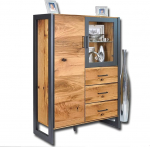 ELFO Janne 2263 Highboard vitriinkapp Vana tammevineeriga metall grafiithall B 97,5 x K 140 x S 40 cm