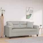 2-Sitzer-Sofa mit Kissen Wohnzimmer Diivan Sitzecke Wohnzimmer Diivan Diivan Sitzecke Hellgrau 140 cm Mikrofasergewebe