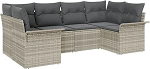 6-teiliges Garten Sofa Set mit Kissen Hellgraues Poly Rattan Gartenlounge Model3345502