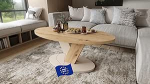 Lova Design kohvilaud Tammepuust Artisan/Beige Matt 110 x 45 x 60 cm Ovaalne diivanilaud Riiul elutoa laud Kaasaegsed lauad Ovaalne elutoa laud Diivan elutoa k&ouml;&ouml;gilaud