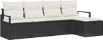 Model3360488 5-osaline aia diivan komplekt koos pehmendusega must pol&uuml; rotangist aed Lounge