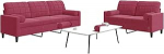 Gecheer 2-TLG. Sofagarnitur mit Kissen und Nackenrollen Weinrot Samt, Moderne Couch Polstersofa f&uuml;r Schlafzimmer Spielzimmer3278415