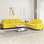 Gecheer 2-TLG. Sofagarnitur Hellgelb Stoff, Moderne Couch Polstersofa f&uuml;r Wohnzimmer Schlafzimmer Spielzimmer3201903