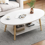 Anmas Power kahekihiline puidust kohvilaud 100 x 40 x 40 cm paksusega 15 mm ovaalne valge m&auml;nni jalgadega elutuppa ja koju