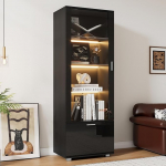 boorbin mustad k&otilde;rgl&auml;ikega vitriinkapid klaasustega, LED valgustatud klaasist vitriinkapid, kollektsioonikapid, parf&uuml;&uuml;mikapid, raamaturiiulid ja klaasist vitriinkapid (3 riiulit) (1, must)