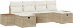 Rantry 6-teiliges Garten Sofa Set mit Kissen Beige Poly Rattan Gartenlounge Model3359653