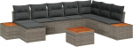 9-teiliges Garten Sofa Set mit Kissen Grau Poly Rattan Akazie Gartenlounge Model3348150