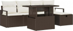 6-teiliges Garten Sofa Set mit Kissen - Braunes Poly Rattan Gartenlounge Model3359785