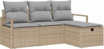 4-teiliges Garten-Sofa-Set mit Kissen Beige Poly-Rattan Gartenlounge Model3360481