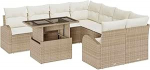 Gartensofa-Set mit Speicher 9 tk Beige Poly-Rattan Gartenm&ouml;bel Model3348617