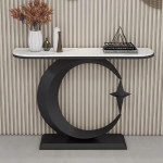 Moderner Konsolentisch mit stabilem Metallfu&szlig; und eleganter Marmorplatte, perfekt f&uuml;r Flur, Eingangsbereich oder hinter der Couch