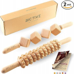 BICTIVE Wooden Massage Roller, Maderotherapy Set, Massage Stick, Anti Cellulite Massager, Wooden Massage Bar, Massage Roller Legs with Handle, Lipedema Massager, Wood Massage Roller, Belly Back