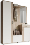 Stella Trading Patent Hallway Coat Rack Set in Sonoma Oak Look, White - Stylish, Compact Wardrobe with Mirror for Your Entrance Area - 145 x 184 x 29 cm (W x H x D), Brown