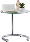 Relaxdays Height-Adjustable Coffee Table 70 cm, Round Living Room Stand, Chromed Steel, Glass Top, Tempered, Silver, 46 cm &Oslash;
