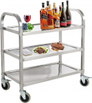 uyoyous Serving Trolley 95 x 50 x 95 cm Stainless Steel 3 Shelves Kitchen Trolley Transport Trolley Stainless Steel with 4 360&deg; Rotating Wheels (2 x Brakes) for Restaurant Kitchen or Hotel