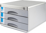 TUKA-i-AKUT TKD8601-3F Metal Drawer Box Lockable 3 Compartments A4 with Labelling Fields Document Storage Box Aluminium Alloy Robust and Stable Organiser Box Document Box