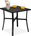 Relaxdays Square Garden Table for Garden, Outdoor Table, Balcony and Patio, 4 People, Steel, W x D: 46 x 46 cm, Black