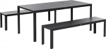 Nardo Practical Garden Furniture Set Artificial Wood 2 Benches Table Black