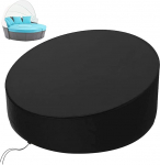 KEKAFU Sun Island Cover Waterproof, 420D Protective Cover Sun Island with Adjustable Tie Down Strap, Protective Film Sun Island Round for Spring, Summer, Autumn and Winter - Black (190 x 90-50 cm)