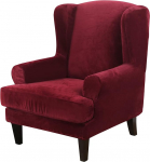 ele ELEOPTION Wingback Chair Cover 2 Pieces Set - 2 in 1 Design Removable High Stretch Soft Velvet Armchair Covers Armchair Slipcover Protector for Living Room Bedroom Hotel
