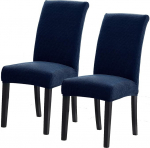 Howhic Dining Room Stretch Chair Covers Set of 2 Removable Washable Dining Chairs Seat Protector Great Home Decor and Banquet Upholstery (Navy, 2 Pack)