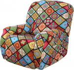 LinFortune Stretch Covers for Recliner Chair, 4-Piece Recliner Chair Protective Covers, Printed Recliner Chair Cover, Soft Spandex Furniture Protector with Bag (Flower07 Recliner Chair)