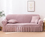 Bubble Lattice Elegant Stretch Diivan Cover 3D Cover Diivan Cover Spandex Elastne diivanikaitsja seelikuga Roosa 4 istekohta
