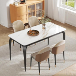 ZL ZELing Dining Table 140 x 70 cm, Kitchen Table for 4-6 People, Ceramic Dining Room Table, Modern, Sintered Stone, White, Scratch-Resistant, Abrasion-Resistant, Easy to Clean, for Living Room