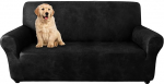 molasofa &Uuml;bergro&szlig;e Liebessitzbezug f&uuml;r Heimdekoration, weiches leder&auml;hnliches Spandex, Loveseatbezug, rutschfest, 1-teilig, Couchbezug f&uuml;r Hunde/Katzen/Kinder (Oversized Loveseat, Schwarz)