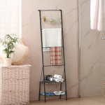 UOMIO Vannitoa r&auml;tikute redel koos hoiuriiuli ja konksudega, 150 cm, vabalt seisev rippredel vannituppa, elutuppa, magamistuppa, pesemisruumi