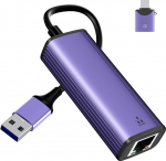 USB C Ethernet adapter, USB 3.0 Gigabit Ethernet LAN v&otilde;rguadapter, USB Ethernet adapter s&uuml;learvutile, &uuml;hildub MacBook Pro/iPad Air Pro/XPS/Switch jne.