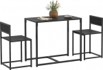 HOMCOM s&ouml;&ouml;gilaud koos 2 tooliga Ruumis&auml;&auml;stlik s&ouml;&ouml;gitoa komplekt K&ouml;&ouml;gilaudade komplekt s&ouml;&ouml;gitoa k&ouml;&ouml;ki Must