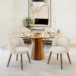 LUE BONA s&ouml;&ouml;gitoa toolid, 4 tooli, polsterdatud toolid puidust jalgade ja pehmendusega, kaasaegne k&ouml;&ouml;gitool kumera seljatoega s&ouml;&ouml;gituppa, k&ouml;&ouml;ki ja elutuppa, beeži v&auml;rvi