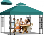Gazebo asenduskatus 3 x 3 m veekindel - topeltkatus &otilde;huventilatsiooniga, UV-kindel, talvekindel, stabiilne - Gazebo katuse asendus telgikatus aeda, telkimiseks, grillimiseks (300D pol&uuml;ester).