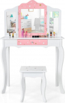 DREAMADE laste riietuslaud koos peegli ja v&auml;ljaheitega, puidust laste riietuslaud, laste toa m&ouml;&ouml;bel, riietuslaud t&uuml;drukutele ja poistele (valge)