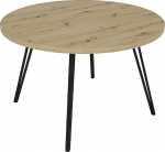 byLIVING Marta s&ouml;&ouml;gilaud / &Uuml;mmargune lauaplaat Artisan Oak / Metallraam matt must / K&ouml;&ouml;gilaud kuni 5 inimesele / D 120 cm / K 76 cm