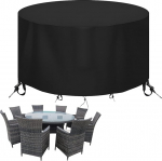 &Uuml;mmargune terrassilaua kate Raske 600D aiam&ouml;&ouml;bli katted veekindel rotangist laua ja tooli komplekt tuulekindel UV-kindel rebenemiskindel &Oslash;230x100cm must