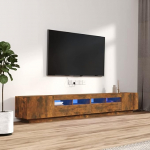 TV Stand komplekt 3 t&uuml;kki LED tuledega, Tamm ja suitsu, mitmekihiline puit, TV kapp, TV kapp, kohvilaud, elutoa laud, TV stend elutuppa