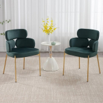 S&ouml;&ouml;gitoa toolid, 2 tooli, k&ouml;&ouml;gitoolid, polsterdatud toolid metallist sametjalgadega, kumer seljatugi, elutoa toolid s&ouml;&ouml;gituppa, elutuppa, k&ouml;&ouml;ki, magamistuppa, roheline